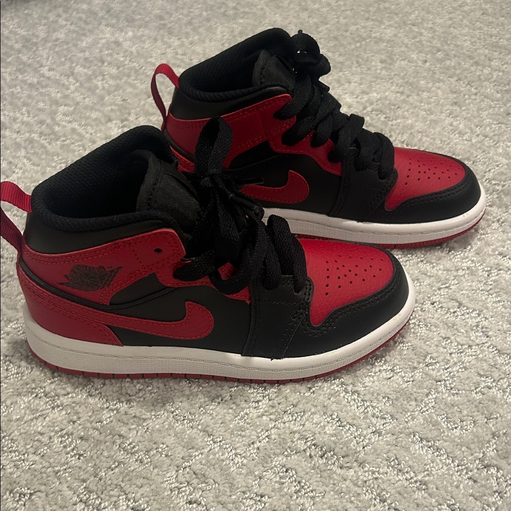 Brand New Kids Nike Air Jordan Mid Black and Red Sneakers